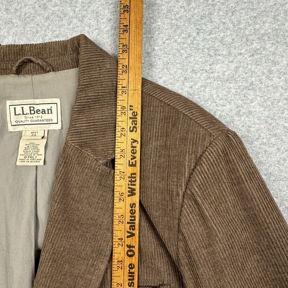 LL Bean Corduroy Blazer Mens 44R Elbow Patches Coat Cotton Wool 0 FKL7 Brown - Picture 8 of 10